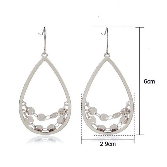 Any 3/25! Silver Flashy Boho Teardrop Earrings - Picture 3 of 5